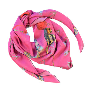 Egyptian Square Scarf, Damon Grey, pink