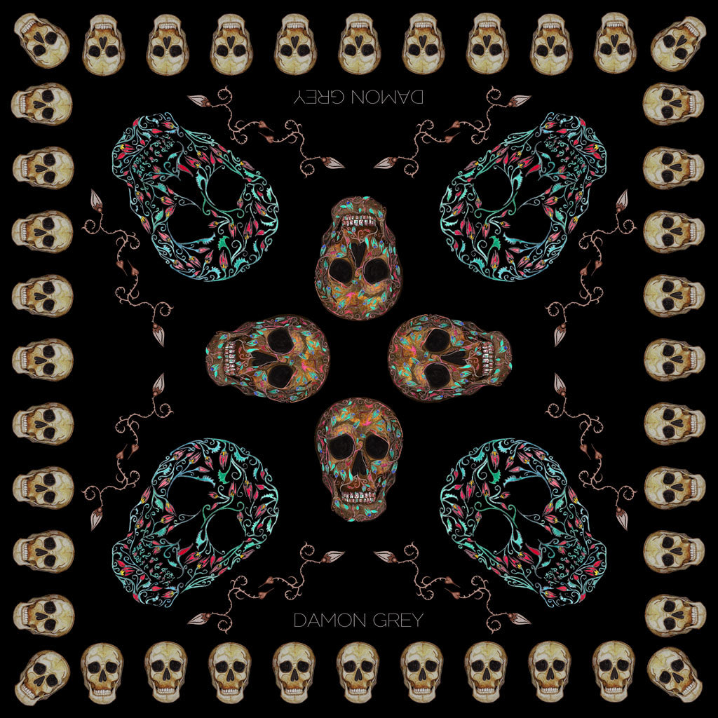 Skulls Square Scarf - Black